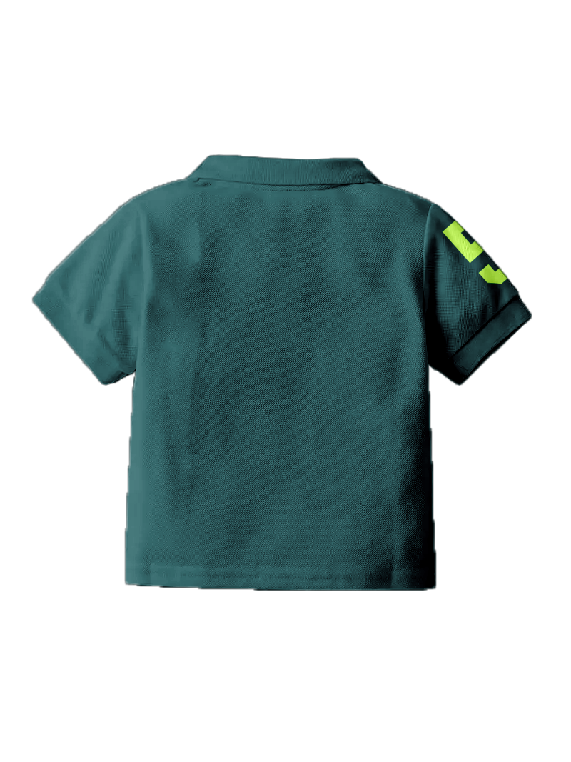 CODEZ Boys Opal Green Embroidered Pique Polo Collar T-Shirt