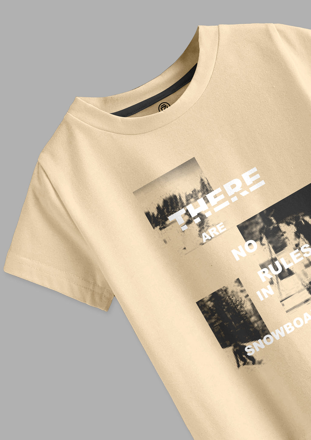 boys printed t-shirt - CODEZ Boys' Beige Round Neck Printed T-Shirts, side view