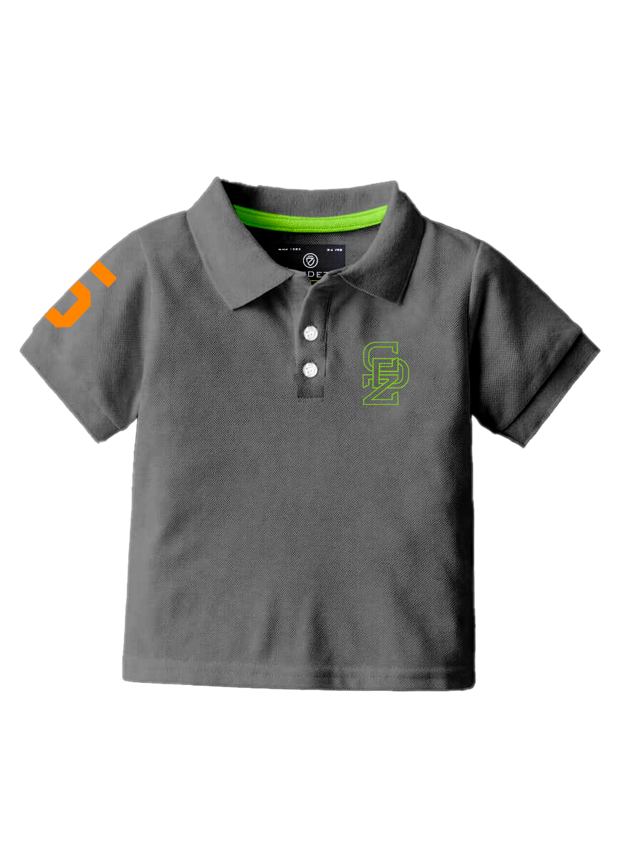 CODEZ Boys Steel Grey Embroidered Pique Polo Collar T-Shirt