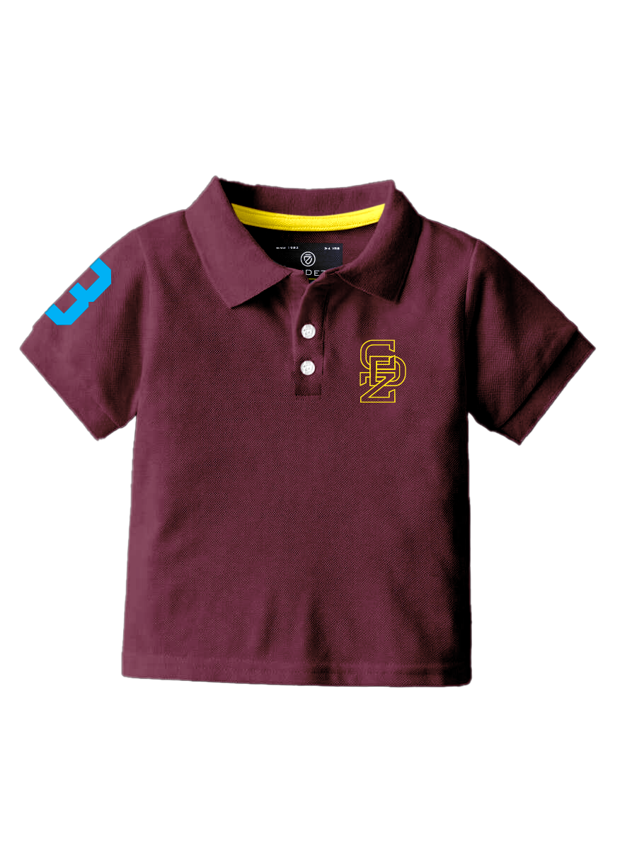 CODEZ Boys Maroon Embroidered Pique Polo Collar T-Shirt