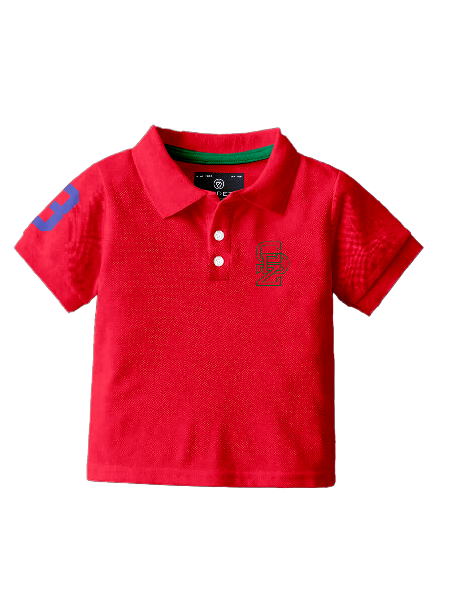 CODEZ Boys Red Embroidered Pique Polo Collar T-Shirt