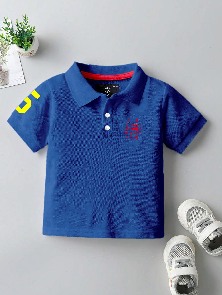 CODEZ Boys Royal Blue Embroidered Pique Polo Collar T-Shirt