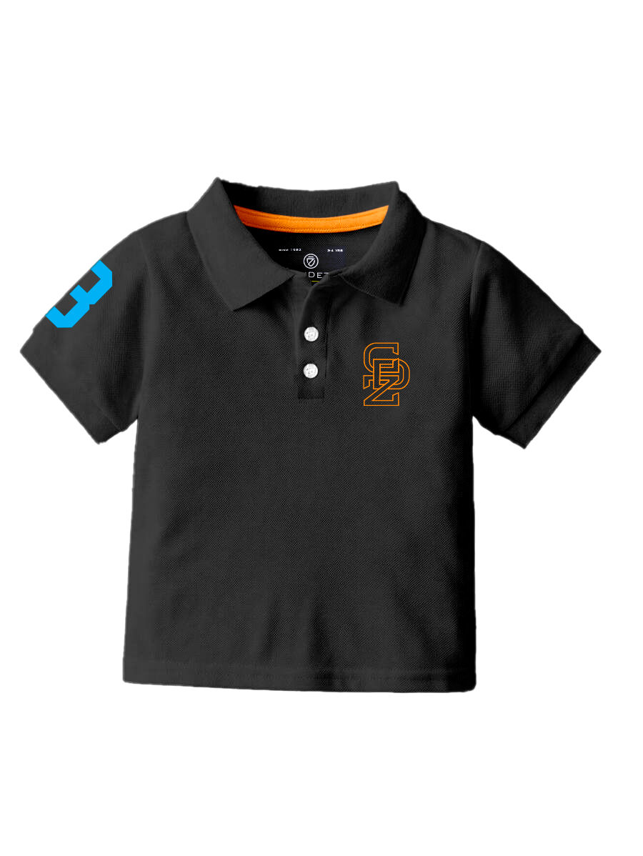 CODEZ Boys Black Embroidered Pique Polo Collar T-Shirt
