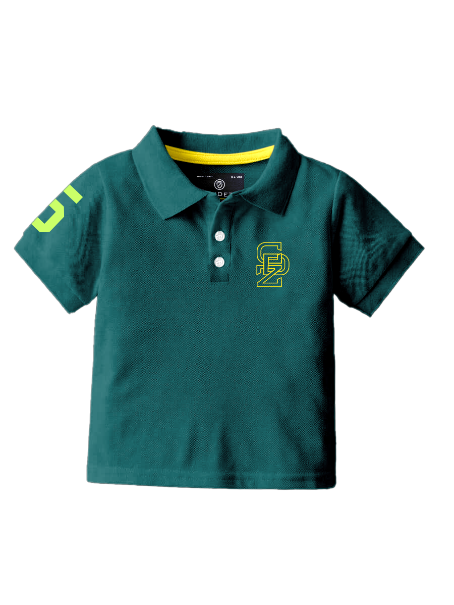 CODEZ Boys Opal Green Embroidered Pique Polo Collar T-Shirt