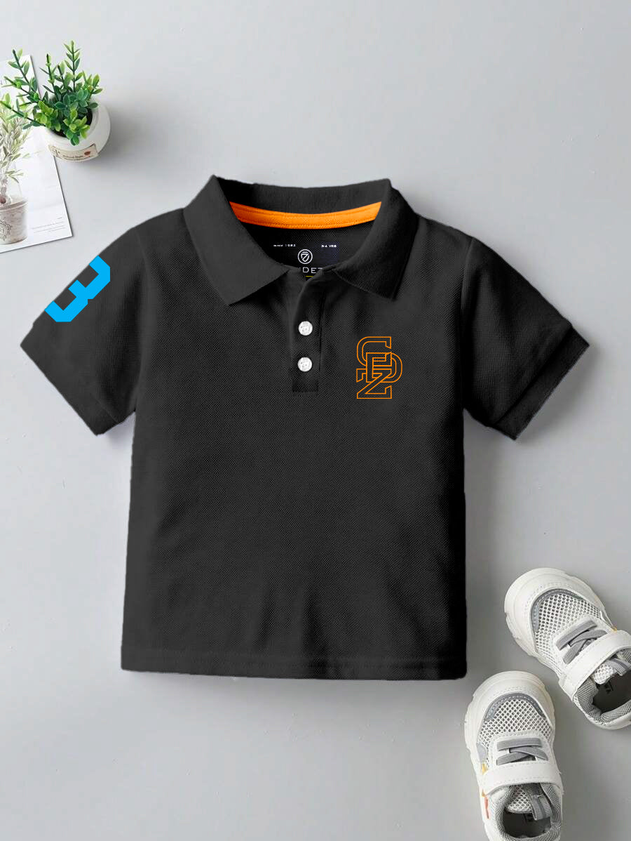 CODEZ Boys Black Embroidered Pique Polo Collar T-Shirt