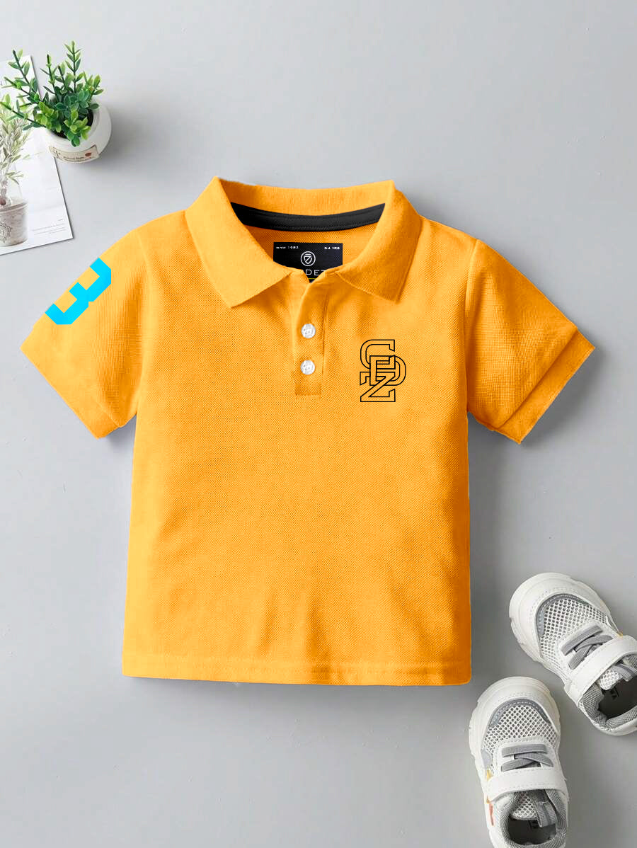 CODEZ Boys Yellow Embroidered Pique Polo Collar T-Shirt