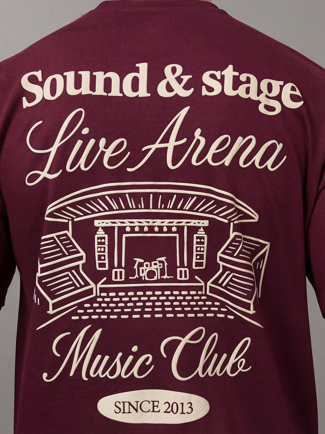 ARDEUR Men Graphic Printed Relaxed Fit Drop Shoulder T-Shirt - Maroon