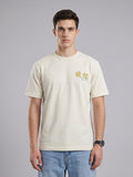 ARDEUR Men Graphic Printed Relaxed Fit Drop Shoulder T-Shirt - Off White-4