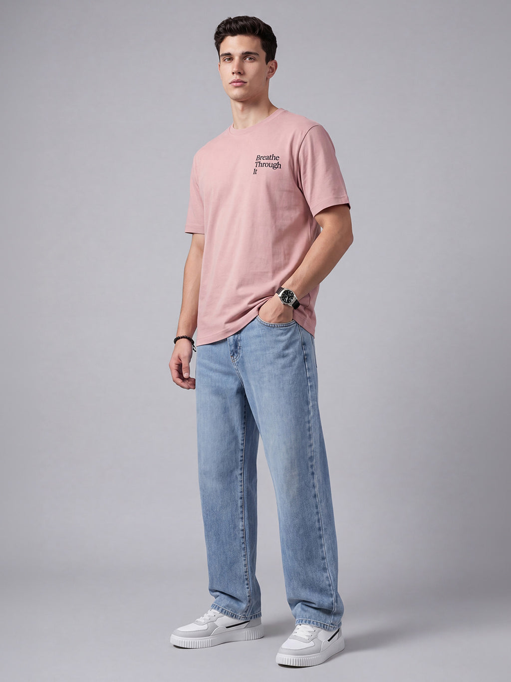 ARDEUR Men Graphic Printed Relaxed Fit Drop Shoulder T-Shirt - Pop Pink-2