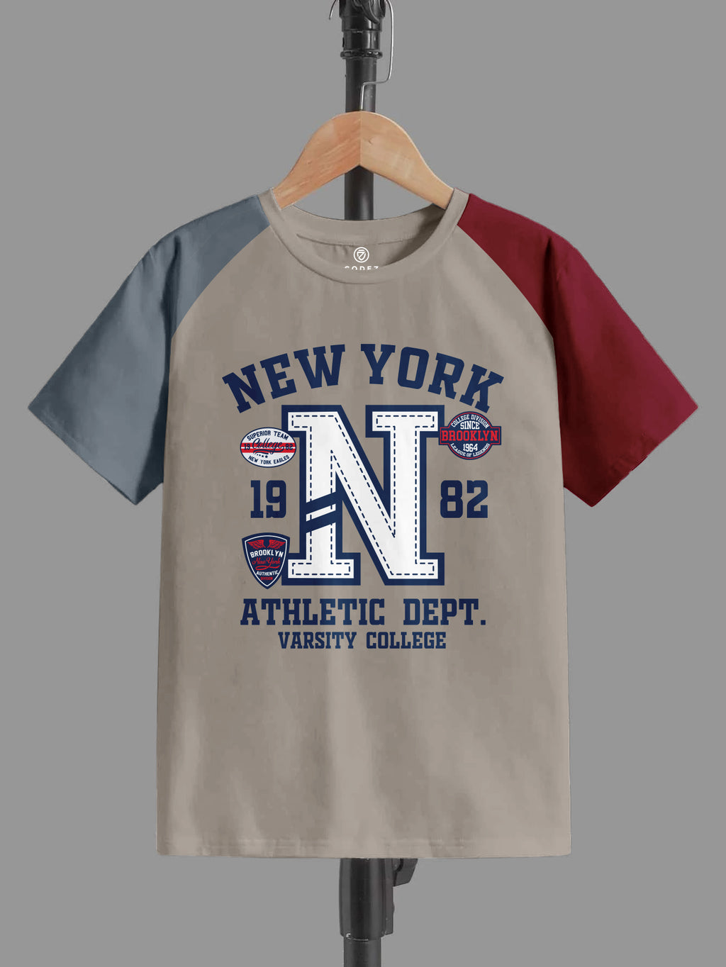 CODEZ Boys Beige-3 Round Neck Printed Tshirts