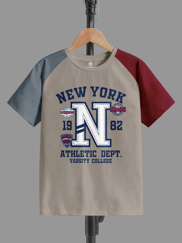 CODEZ Boys Beige-3 Round Neck Printed Tshirts