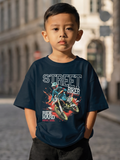 CODEZ Boys Teal Blue Graphic Print Relaxed Fit Drop Shoulder T-Shirt