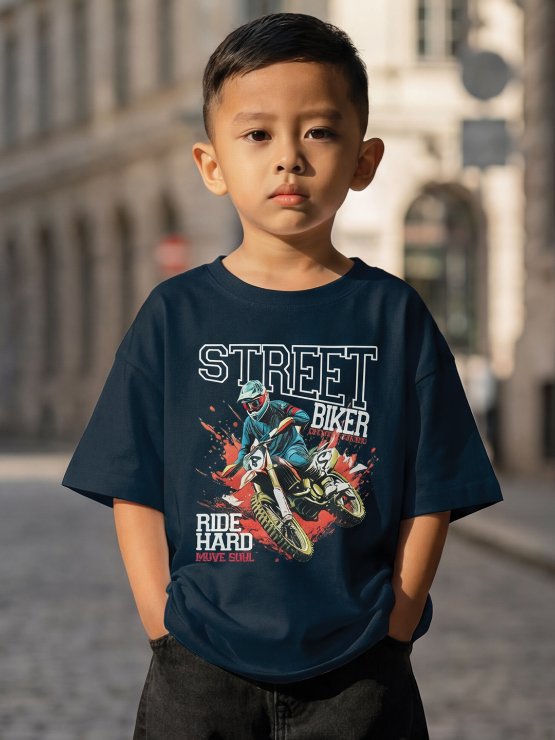 CODEZ Boys Teal Blue Graphic Print Relaxed Fit Drop Shoulder T-Shirt
