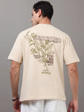 men's oversized t-shirt - ARDEUR Men Printed Relaxed Fit Drop Shoulder T-Shirt - Off White-3, back view