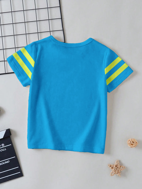 CODEZ Boys Royal Blue Round Neck Printed Tshirts