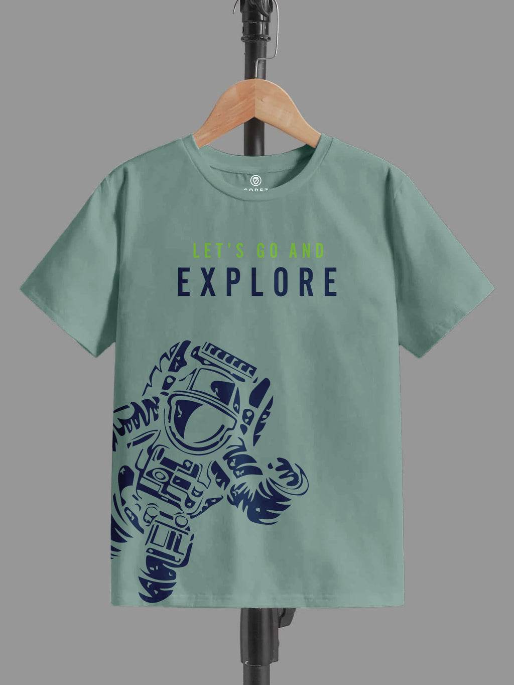CODEZ Boys Light Blue Round Neck Printed Tshirts