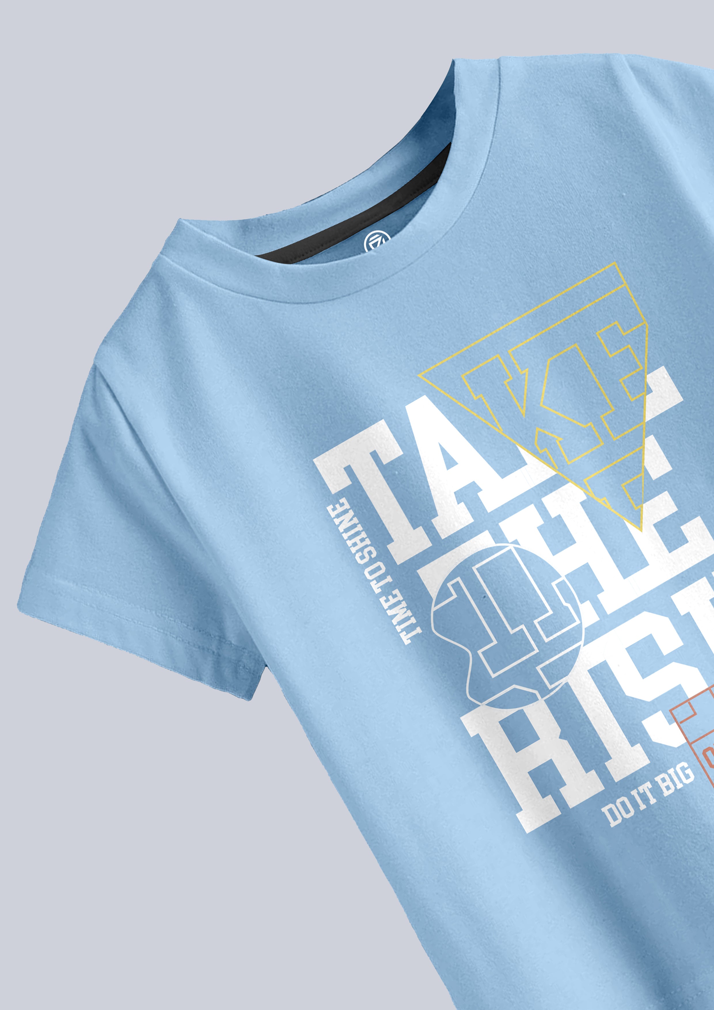 CODEZ Boys Sky Blue Round Neck Printed Tshirts