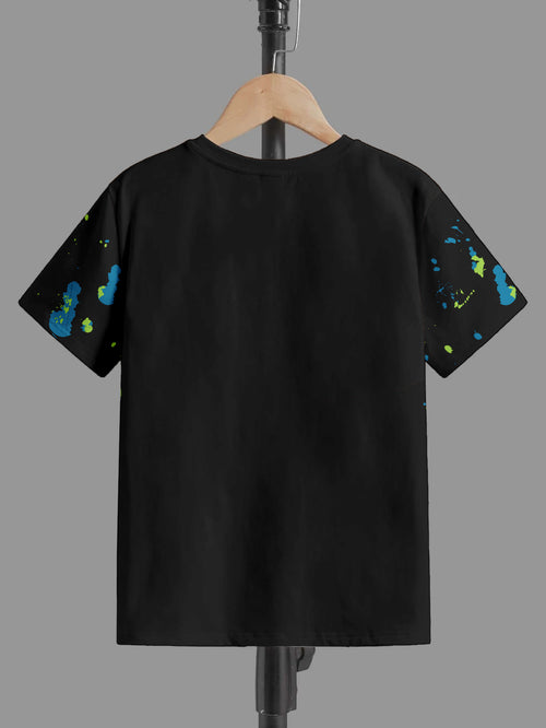 CODEZ Boys Black Round Neck Printed Tshirts