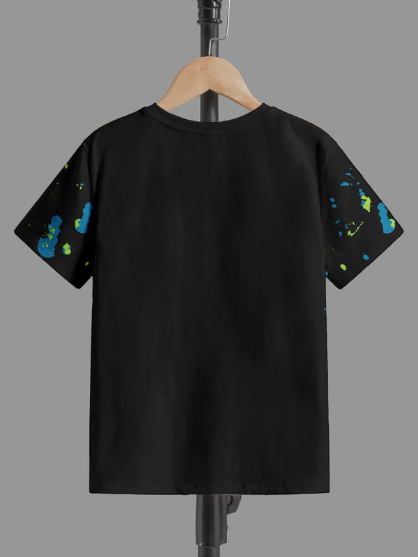 CODEZ Boys Black Round Neck Printed Tshirts