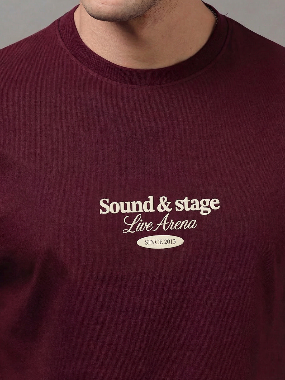 ARDEUR Men Graphic Printed Relaxed Fit Drop Shoulder T-Shirt - Maroon