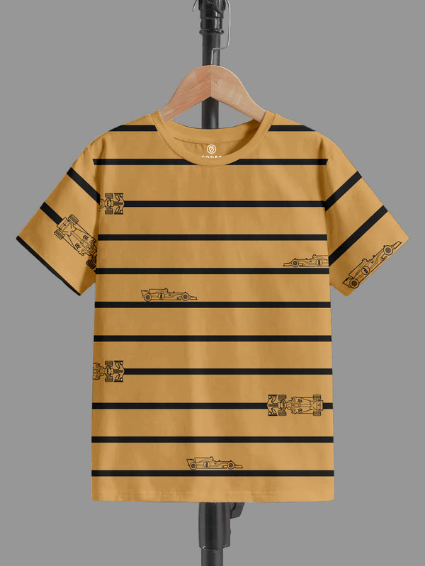 CODEZ Boys Beige-1 Round Neck Printed Tshirts