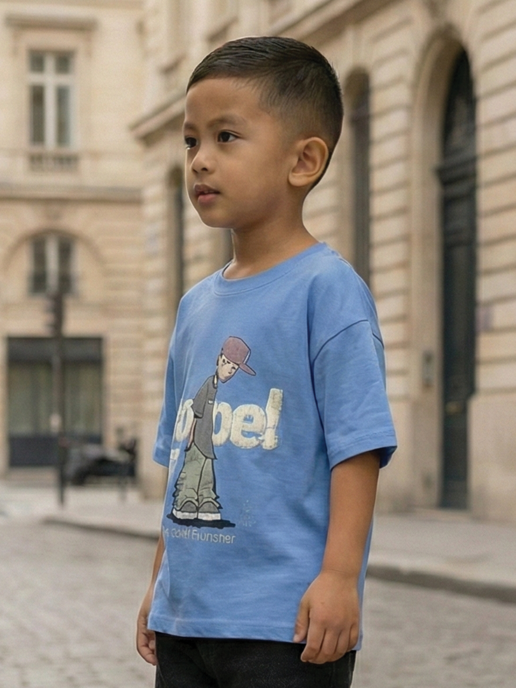 CODEZ Boys Light Blue Graphic Print Relaxed Fit Drop Shoulder T-Shirt