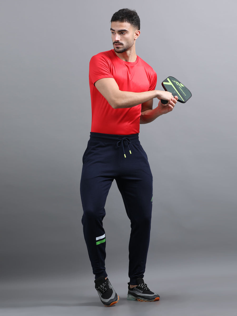 ARDEUR ZEAL IN YOU Men Navy Printed Mid-Rise Joggers