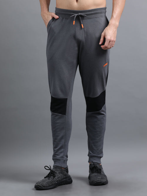 ARDEUR ZEAL IN YOU Men Steel Grey Printed Mid-Rise Joggers