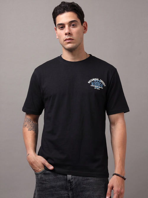 ARDEUR Men Graphic Printed Relaxed Fit Drop Shoulder T-Shirt - Black-2