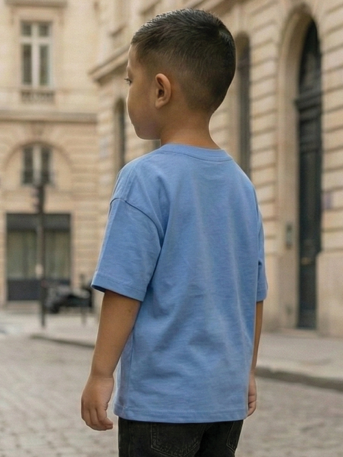 CODEZ Boys Light Blue Graphic Print Relaxed Fit Drop Shoulder T-Shirt