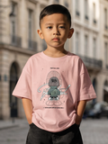 CODEZ Boys Peach Graphic Print Relaxed Fit Drop Shoulder T-Shirt
