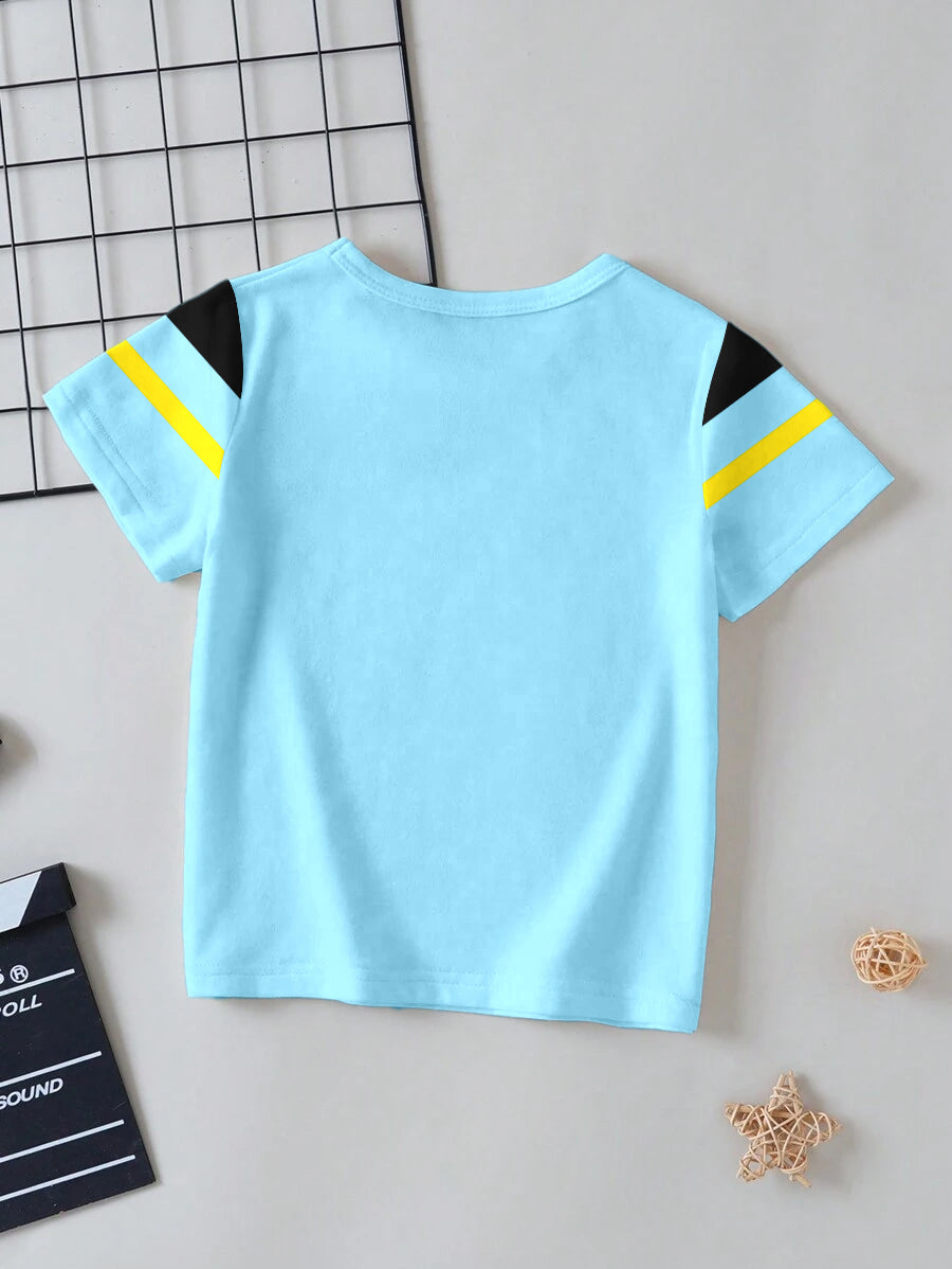 CODEZ Boys Sky Blue Round Neck Printed Tshirts