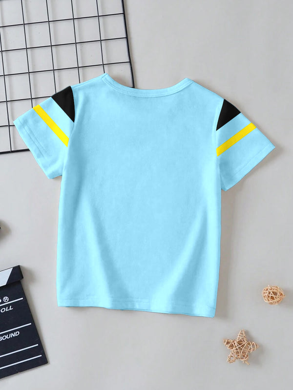 CODEZ Boys Sky Blue Round Neck Printed Tshirts