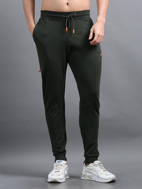 ARDEUR ZEAL IN YOU Men Olive Printed Mid-Rise Joggers