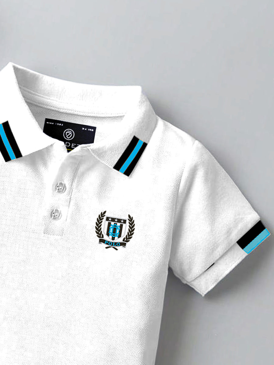 CODEZ Boys Pack Of 2 Self Design Embroidered Polo Tshirts