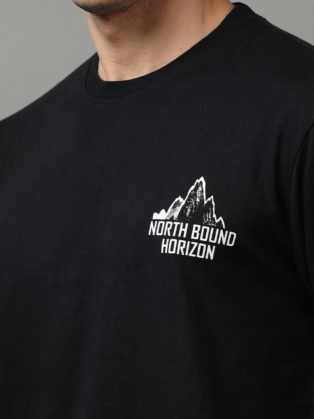 ARDEUR Men Printed Relaxed Fit Drop Shoulder T-Shirt - Black-2