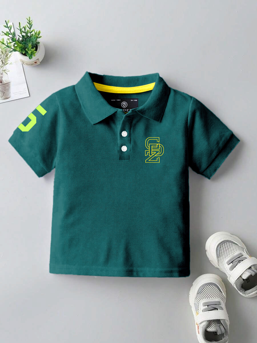 CODEZ Boys Pack Of 2 Self Design Embroidered Polo Tshirts