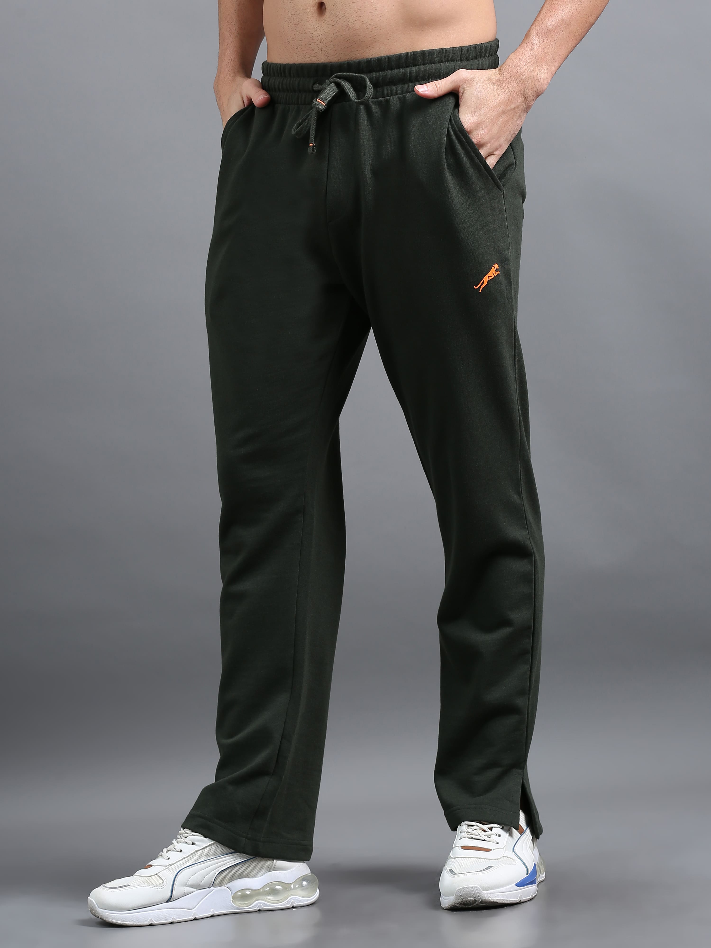 ARDEUR ZEAL IN YOU Men Olive Printed Mid-Rise Track Pants
