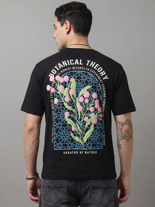 ARDEUR Men Graphic Printed Relaxed Fit Drop Shoulder T-Shirt - Black-2