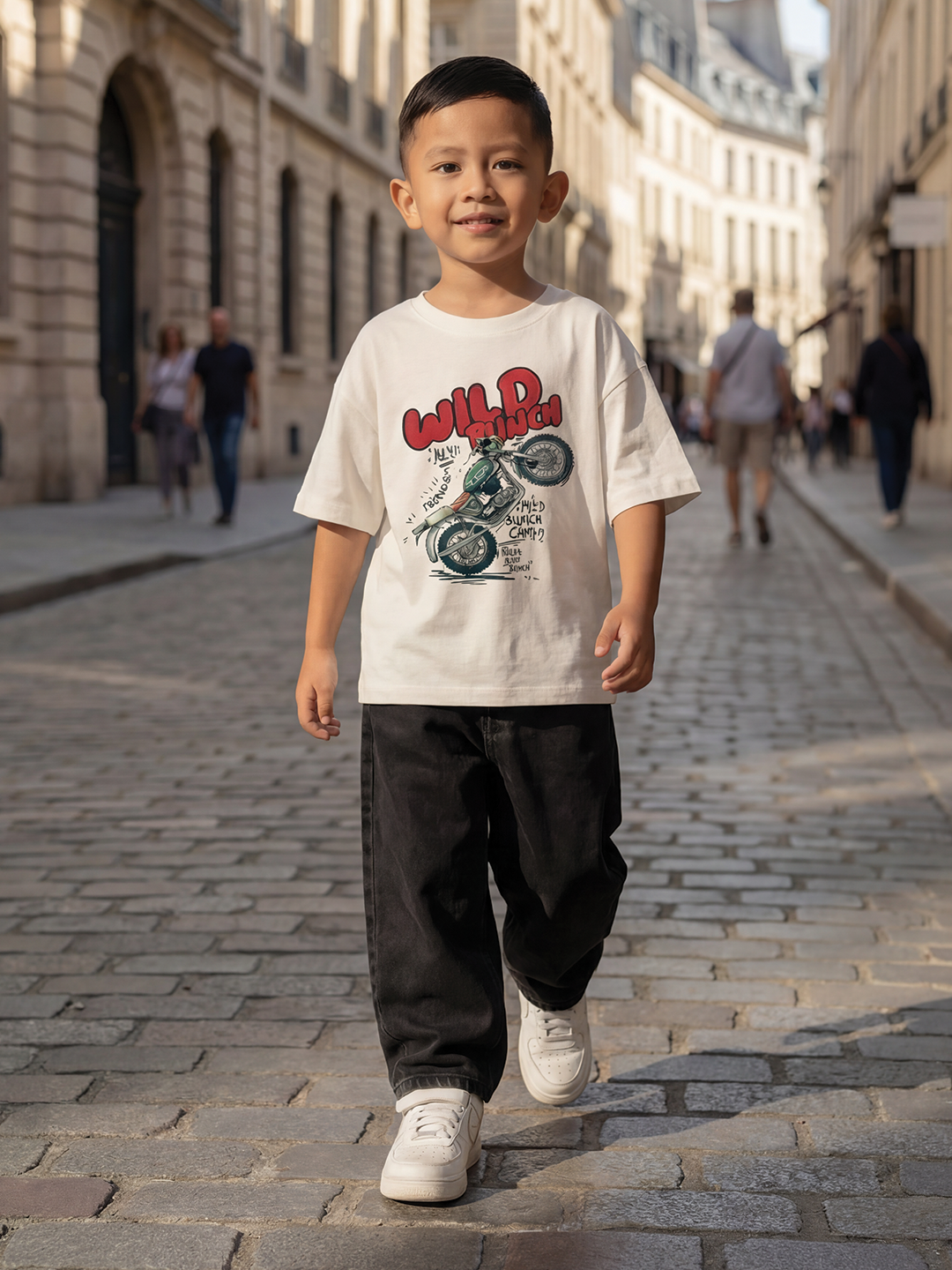 CODEZ Boys White Graphic Print Relaxed Fit Drop Shoulder T-Shirt