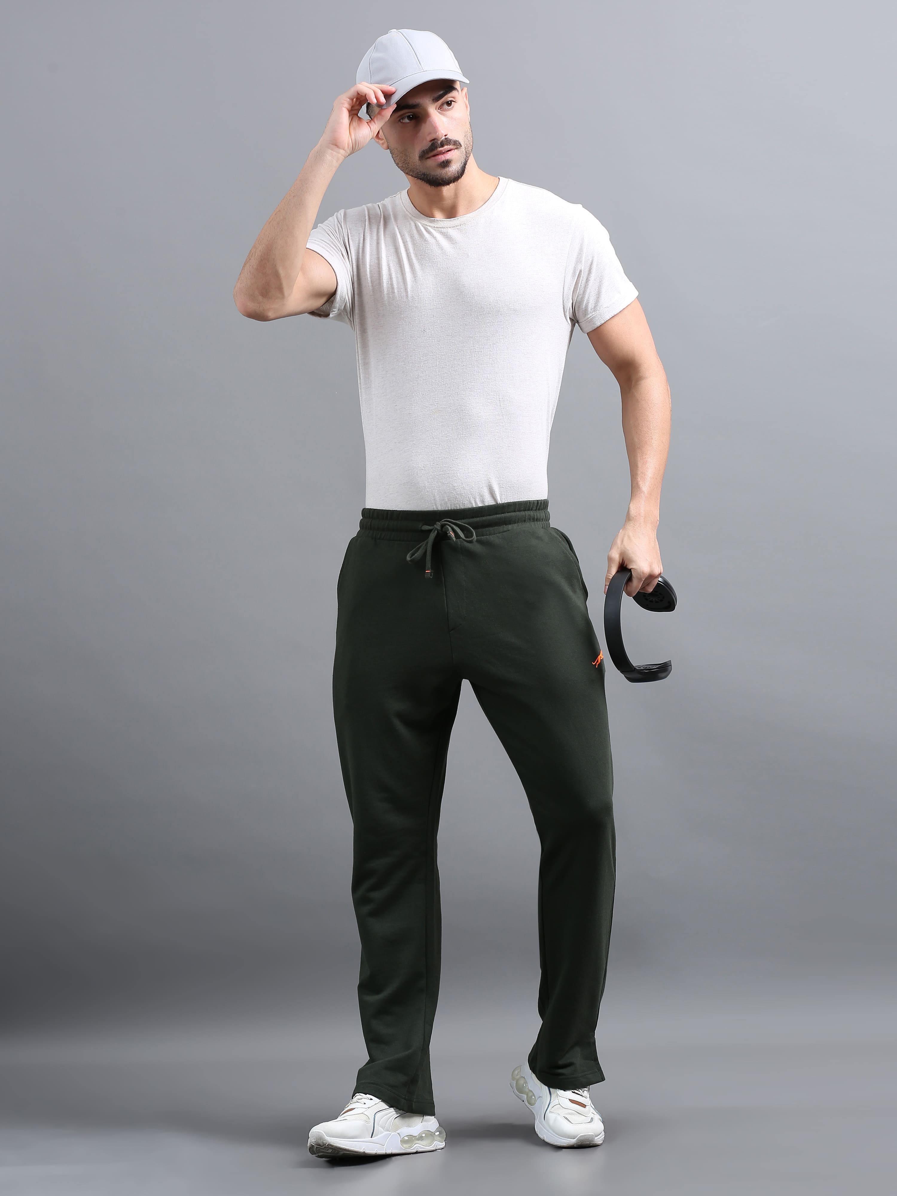 ARDEUR ZEAL IN YOU Men Olive Printed Mid-Rise Track Pants