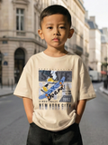 CODEZ Boys Light Yellow Graphic Print Relaxed Fit Drop Shoulder T-Shirt