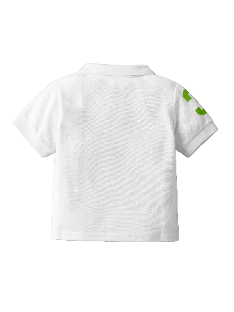 CODEZ Boys White Embroidered Pique Polo Collar T-Shirt