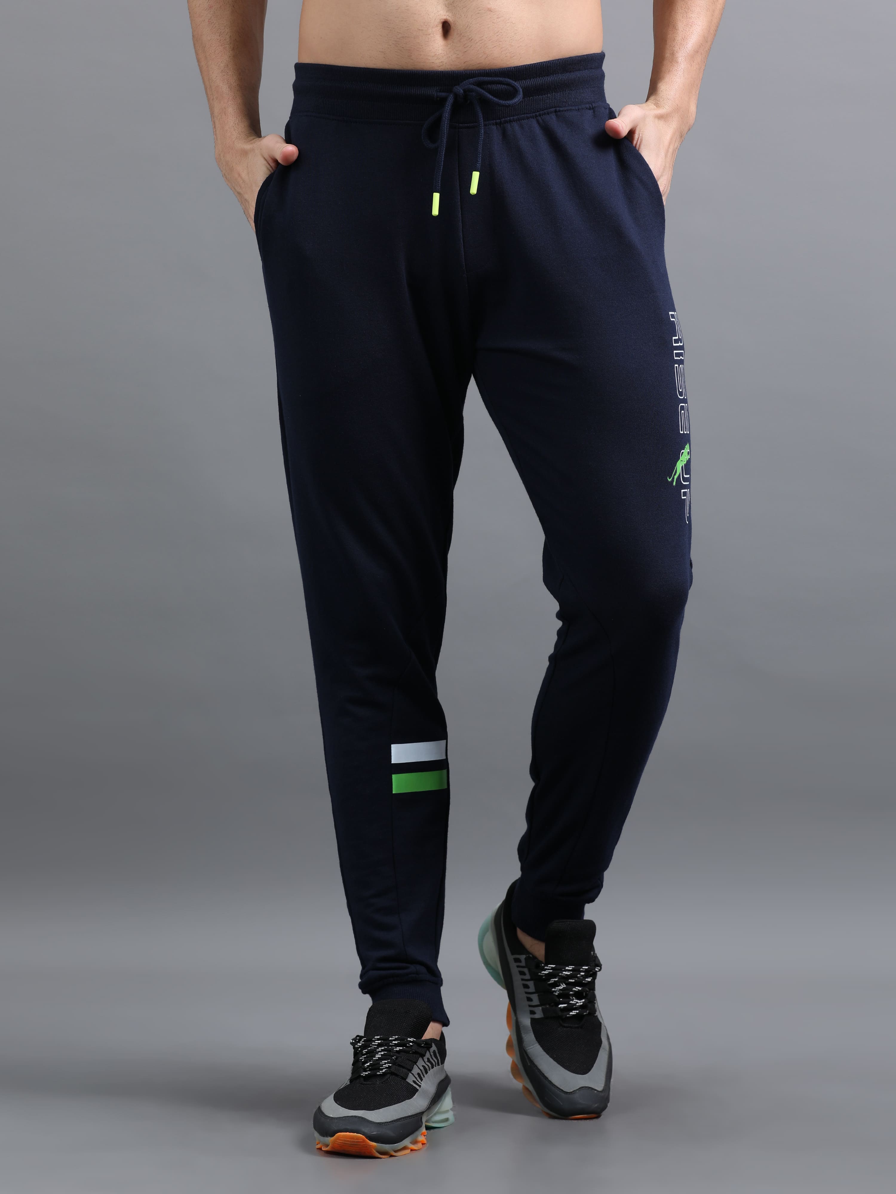ARDEUR ZEAL IN YOU Men Navy Printed Mid-Rise Joggers