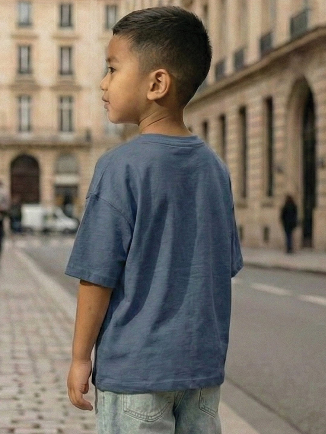 CODEZ Boys Blue Graphic Print Relaxed Fit Drop Shoulder T-Shirt