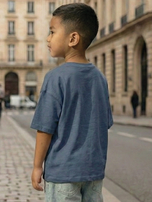 CODEZ Boys Blue Graphic Print Relaxed Fit Drop Shoulder T-Shirt