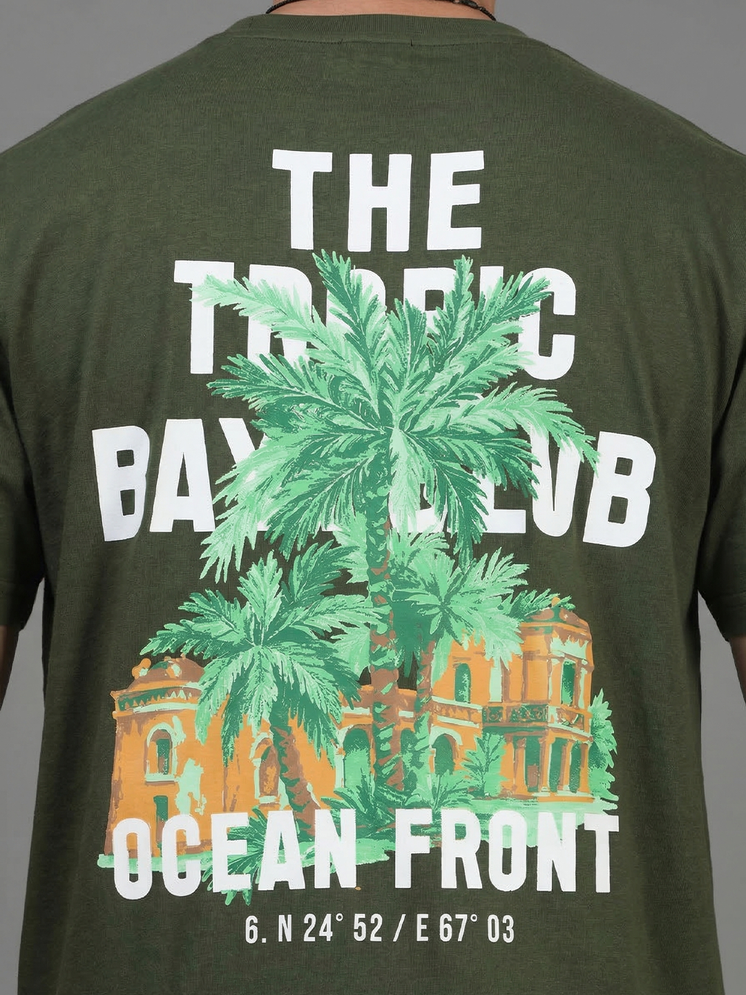 ARDEUR Men Printed Relaxed Fit Drop Shoulder T-Shirt - Bottle Green