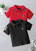 CODEZ Boys Pack Of 2 Self Design Embroidered Polo Tshirts