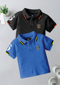 CODEZ Boys Pack Of 2 Self Design Embroidered Polo Tshirts