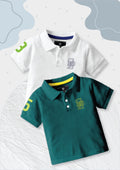 CODEZ Boys Pack Of 2 Self Design Embroidered Polo Tshirts